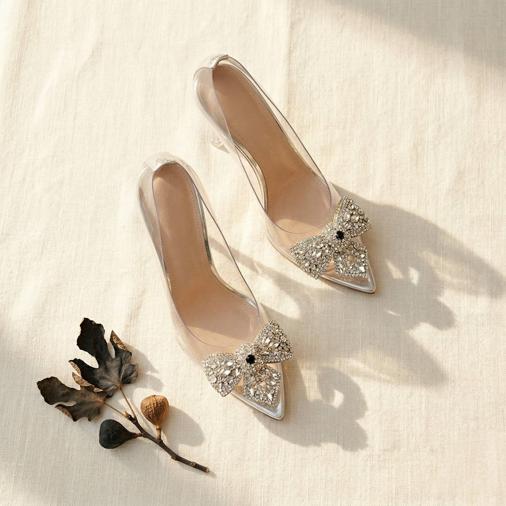 FIG Lumi - Crystal Bow Clear Stiletto Heel