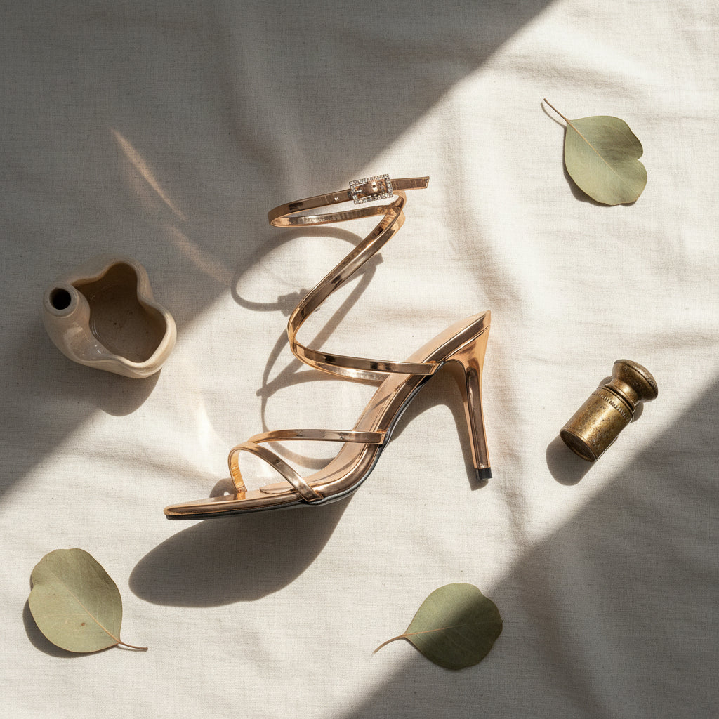 FIG Roe — Rose Gold Metallic Wrap Ankle Strap Stiletto