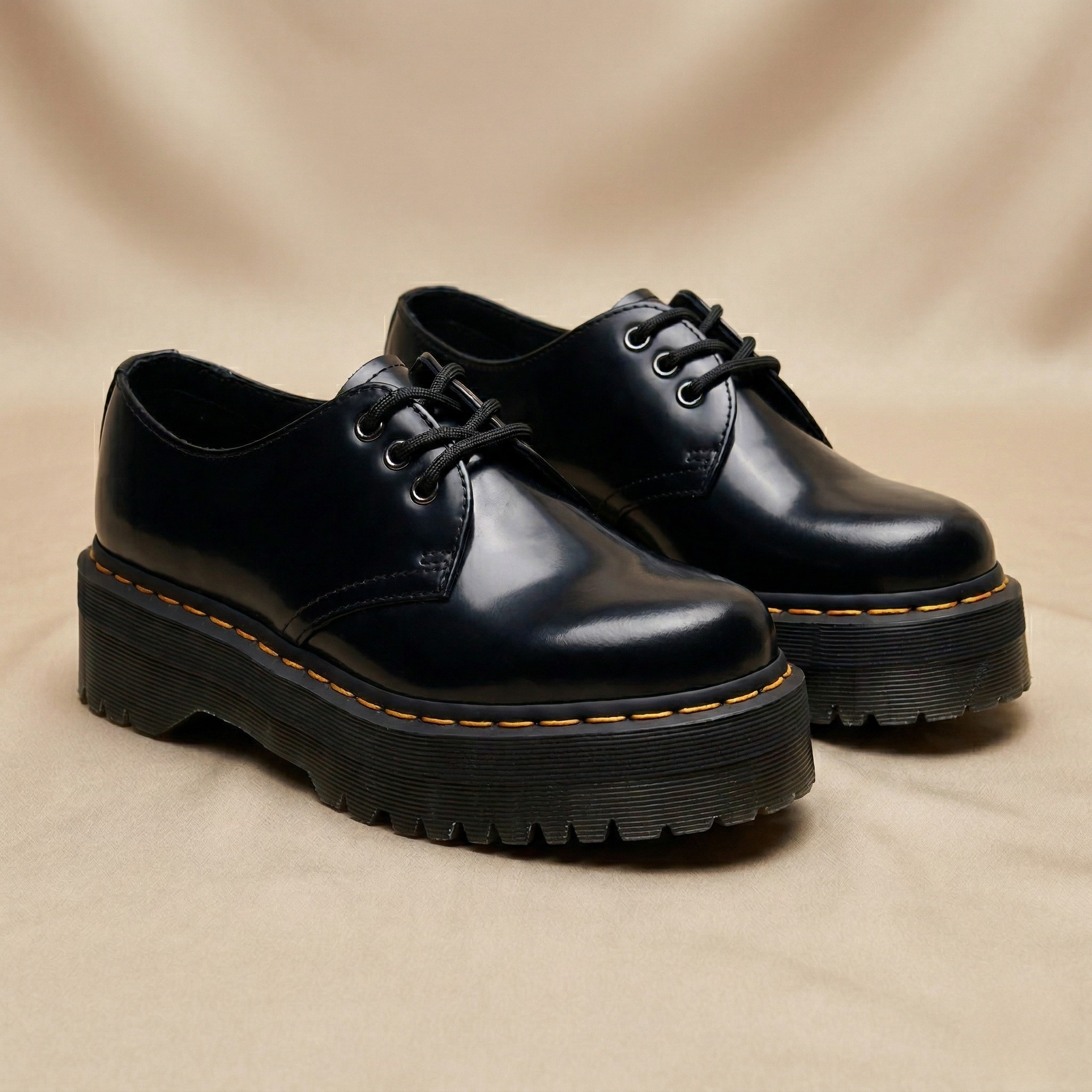 FIG Slate — Polished Black Platform Oxford