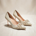 FIG Sera — Pearl Corsage Satin Stiletto