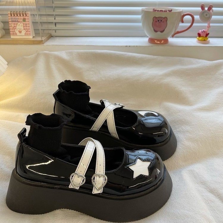 French Style Platform Leather Shoes Women