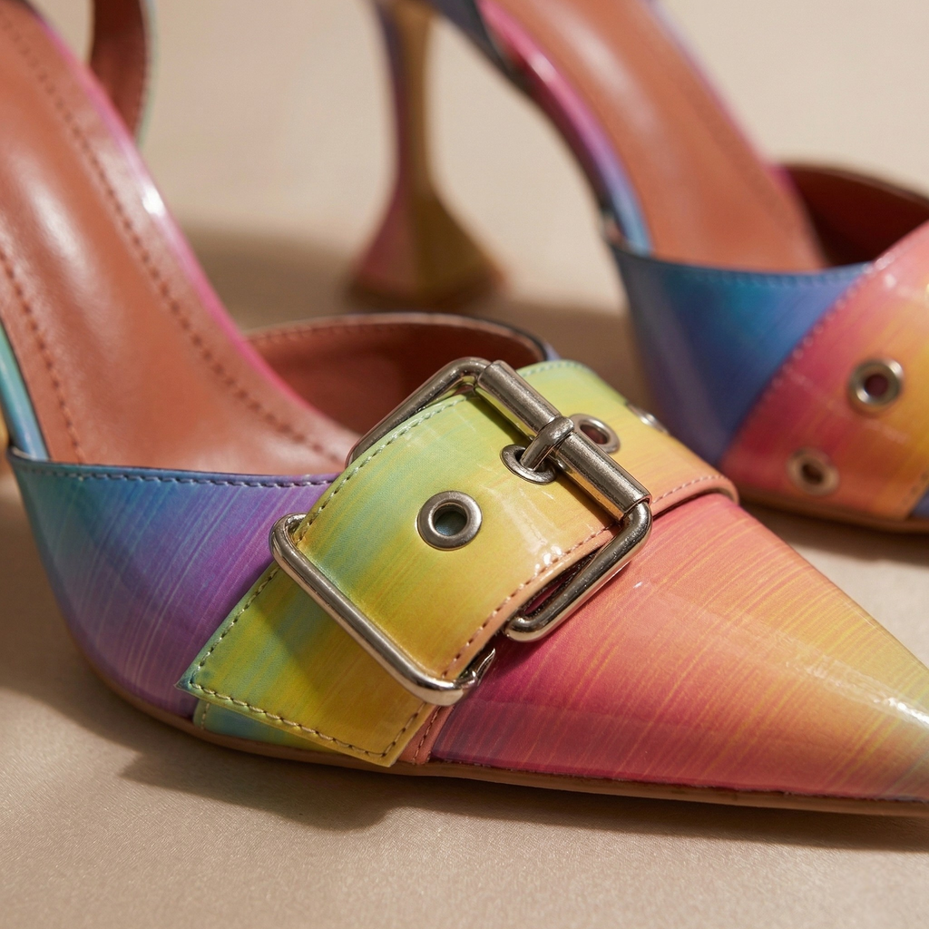 FIG Prism — Iridescent Buckle Slingback Heel