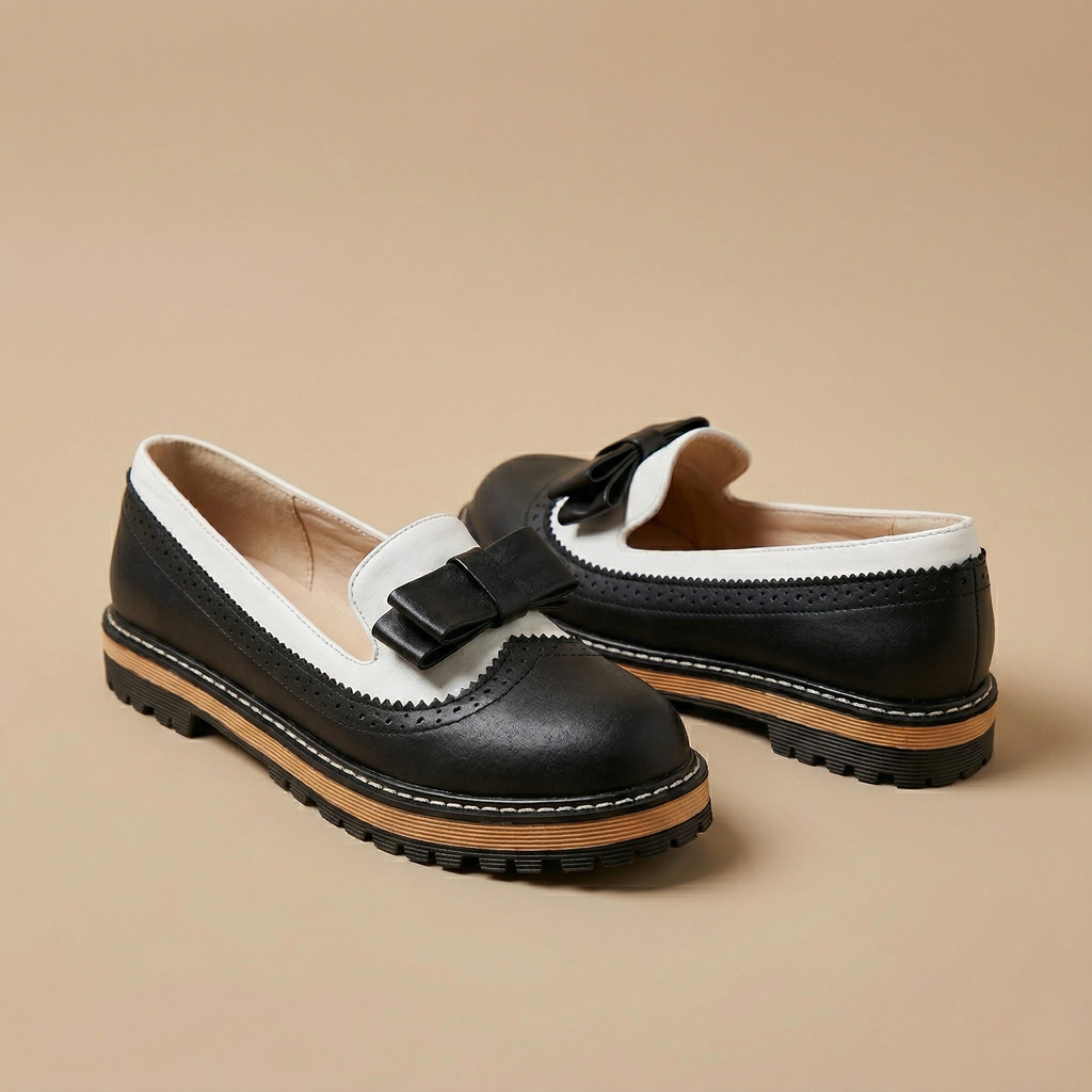 FIG Noire - Two-Tone Bow Brogue Loafer