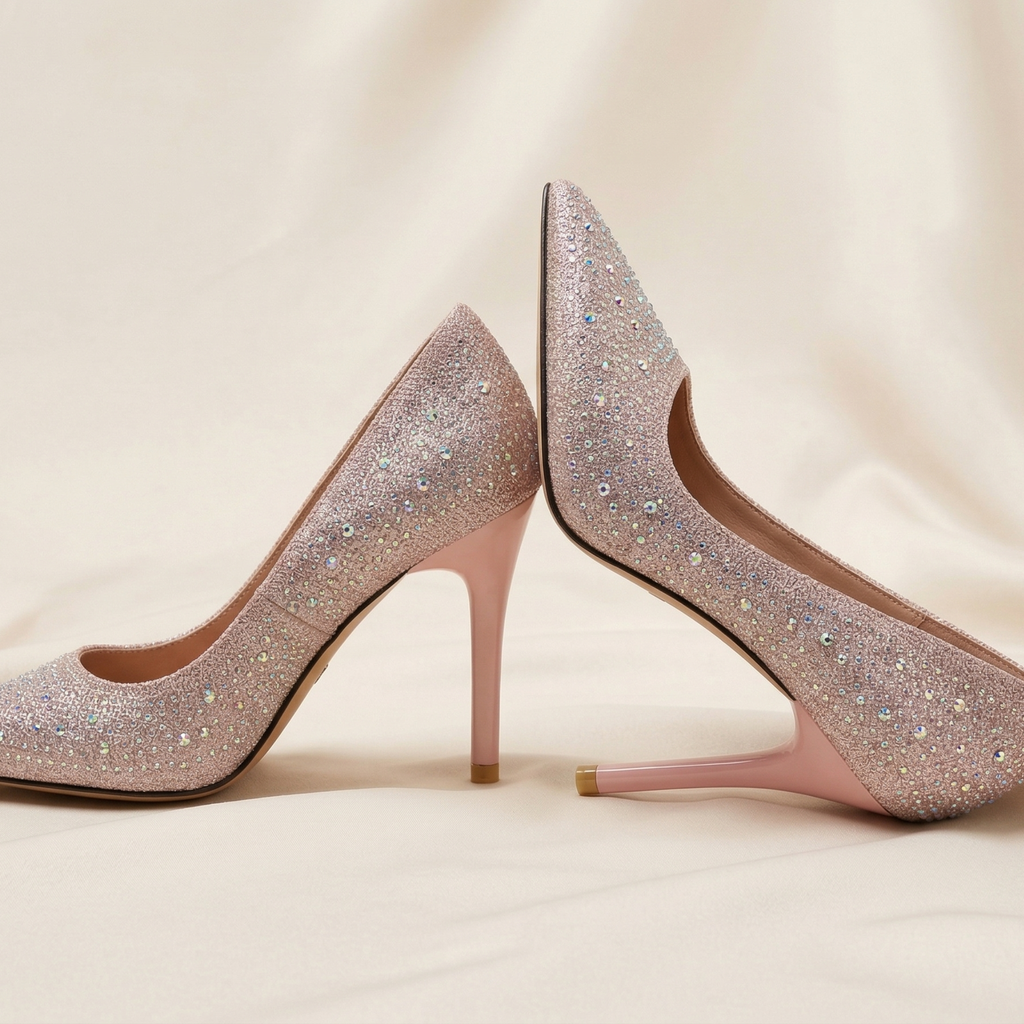 FIG Aura - Crystal Embellished Glitter Stiletto Pump