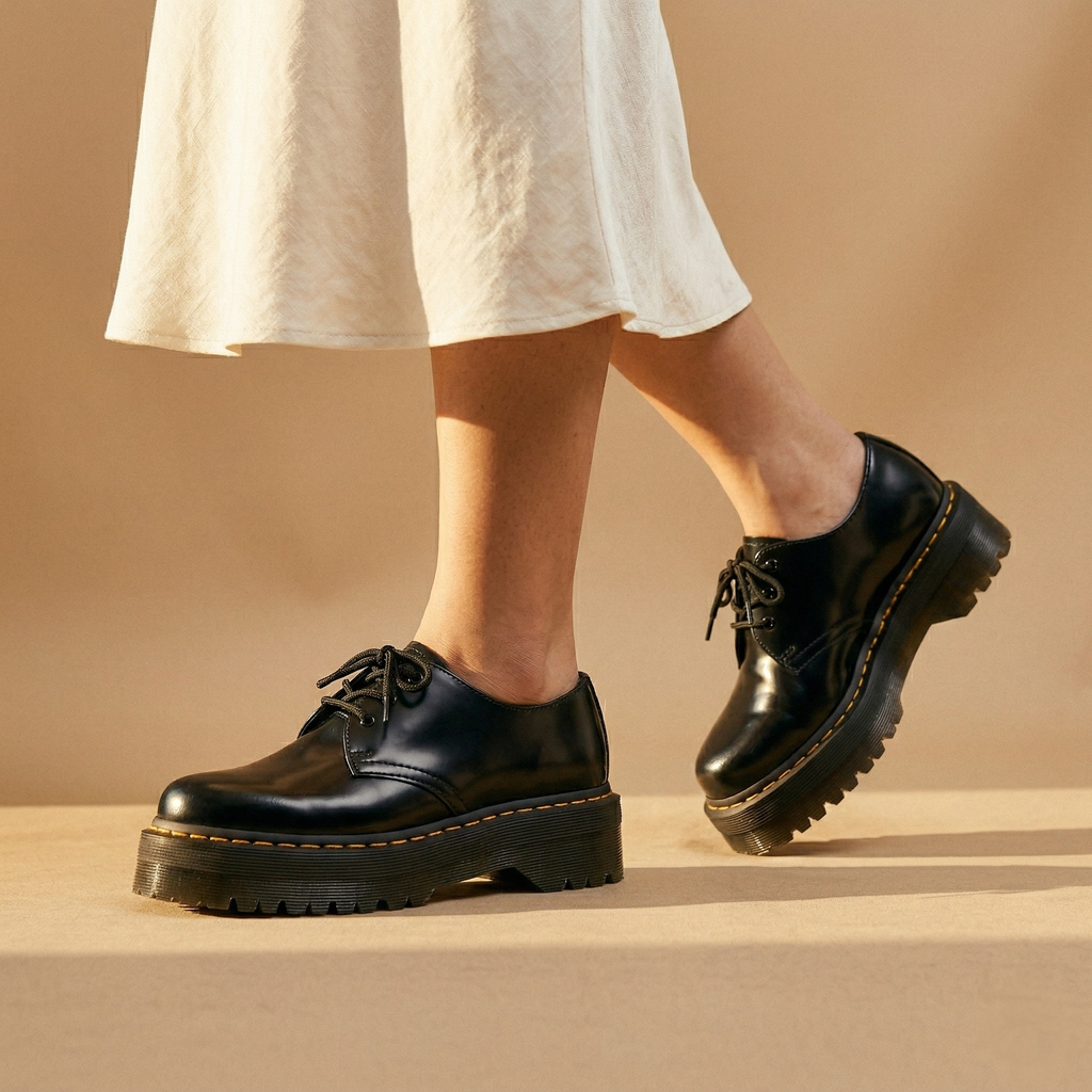 FIG Slate — Polished Black Platform Oxford