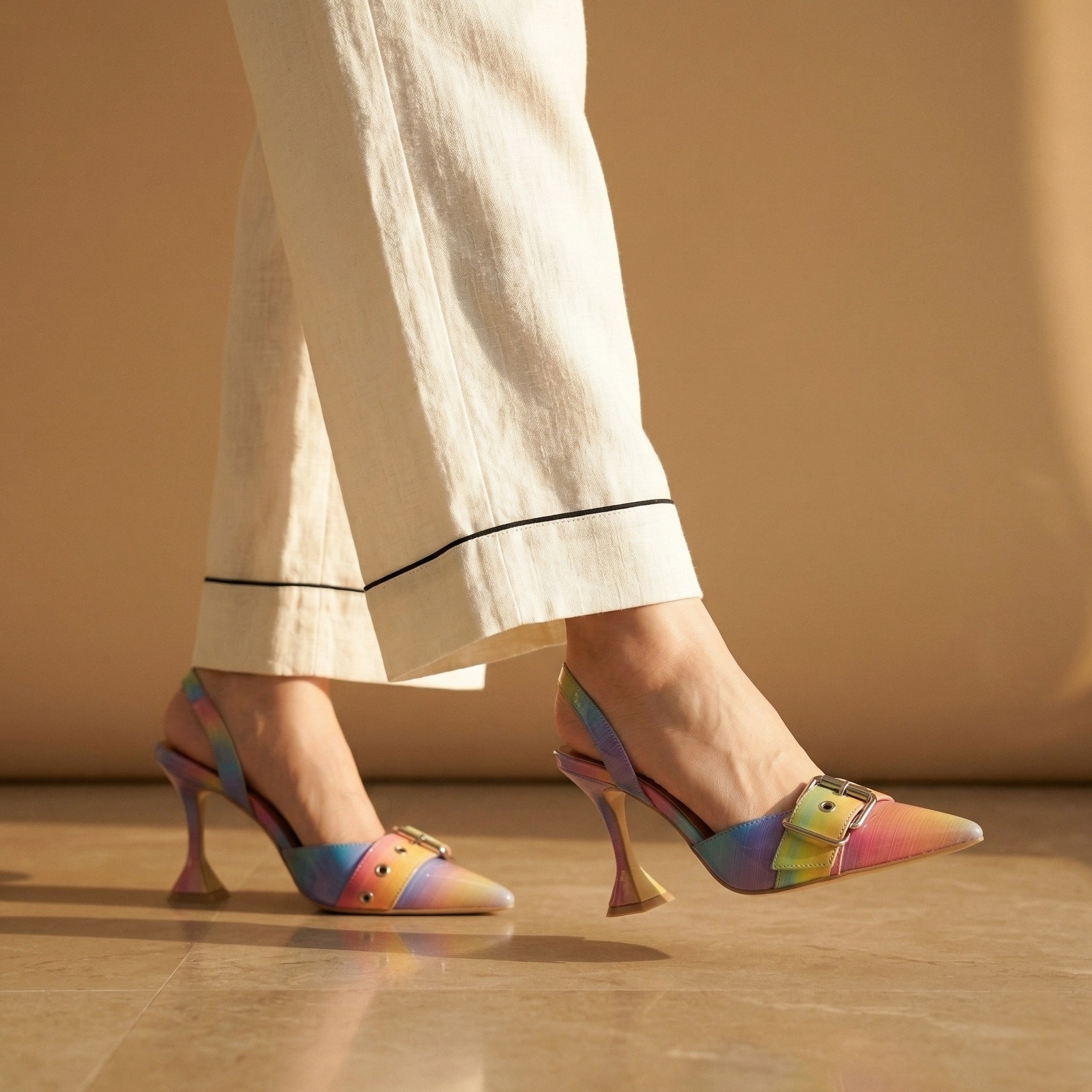FIG Prism — Iridescent Buckle Slingback Heel