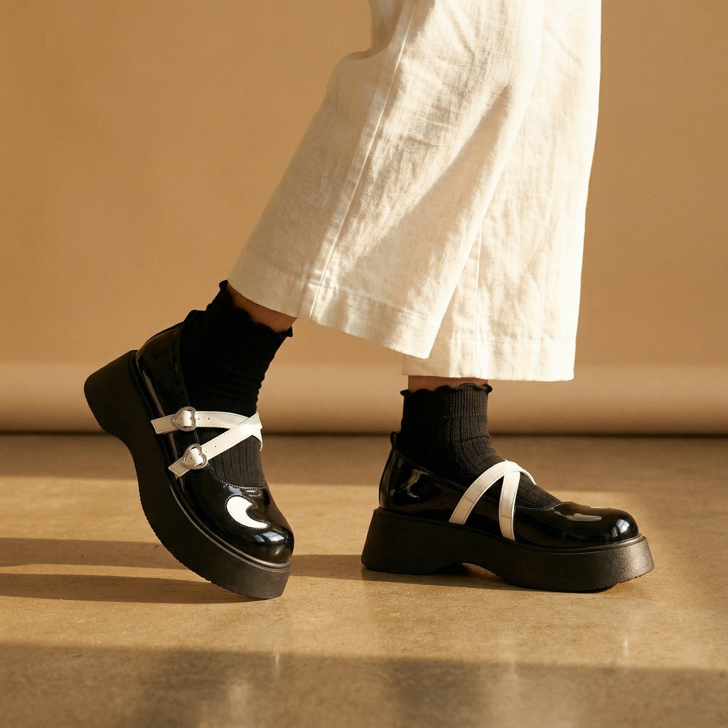 FIG Hana - Heart Buckle Platform Mary Jane