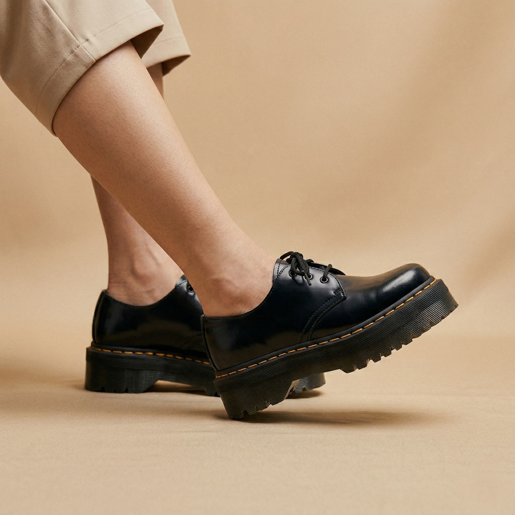 FIG Slate — Polished Black Platform Oxford