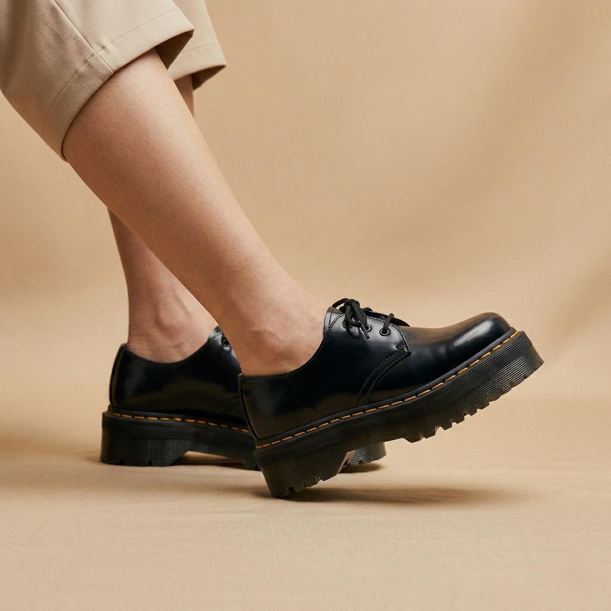FIG Slate — Polished Black Platform Oxford