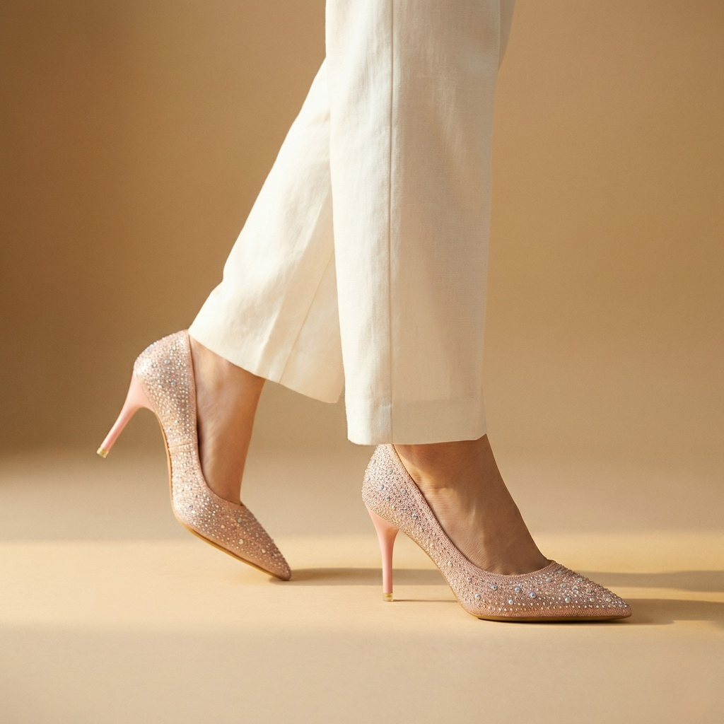 FIG Aura - Crystal Embellished Glitter Stiletto Pump