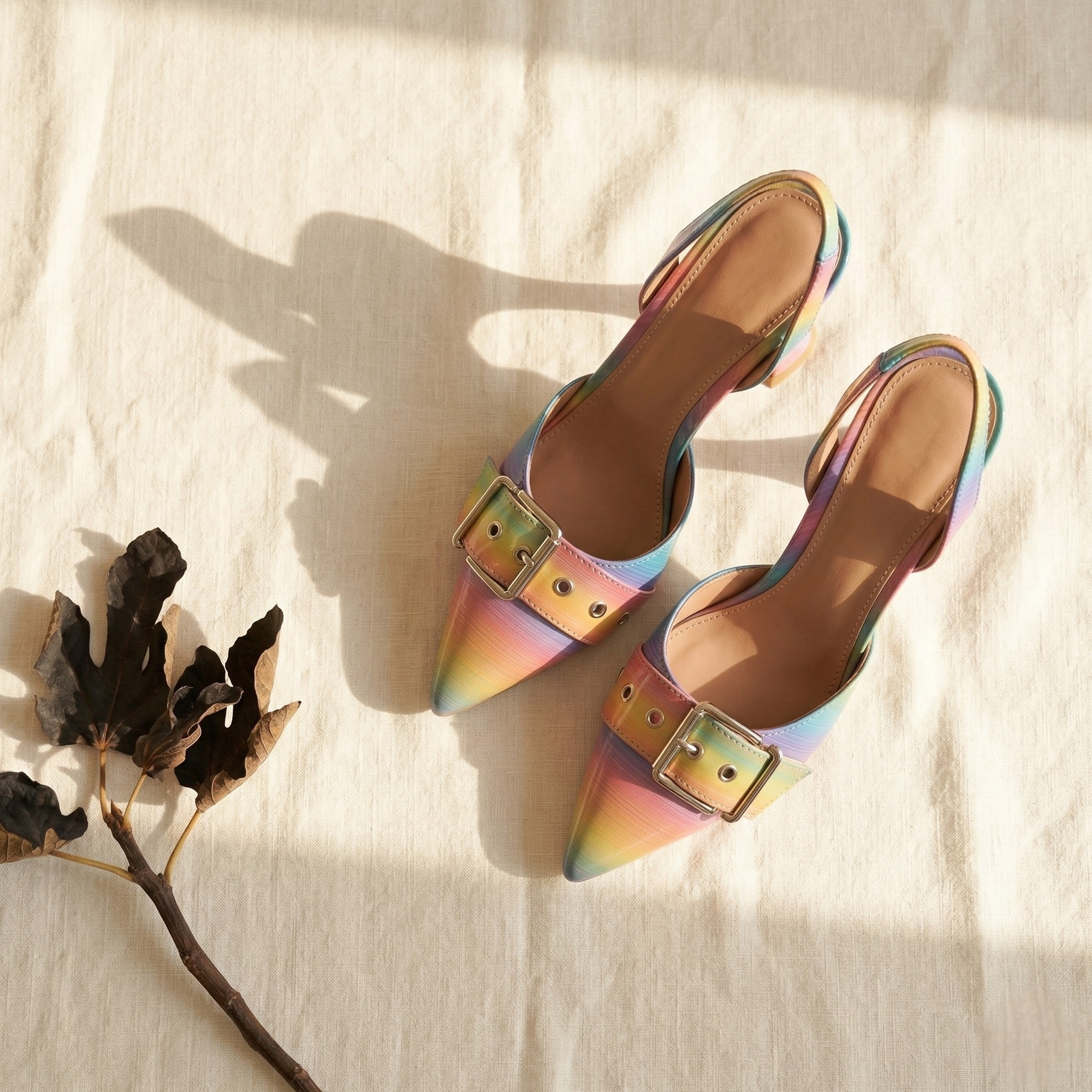 FIG Prism — Iridescent Buckle Slingback Heel