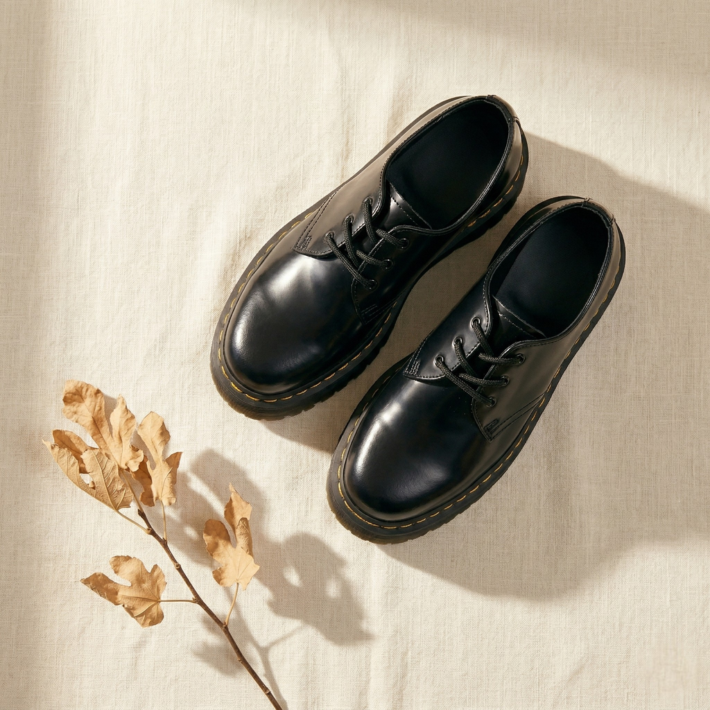 FIG Slate — Polished Black Platform Oxford