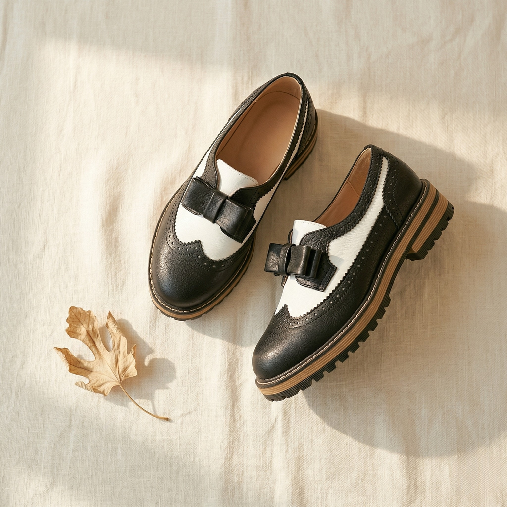 FIG Noire - Two-Tone Bow Brogue Loafer