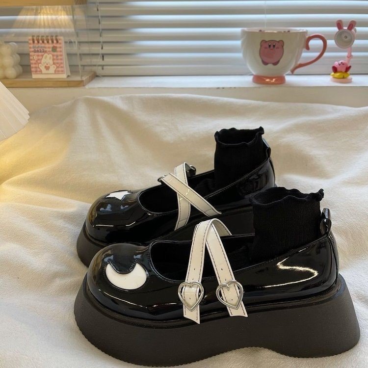 French Style Platform Leather Shoes Women